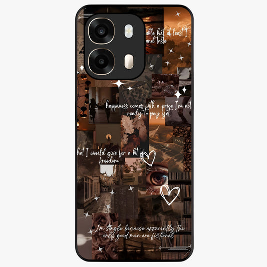 Bittersweet Aesthetic Chaos Glass Case showing flat back view with artistic chaotic aesthetic design and glossy glass finish.