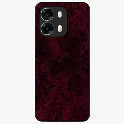 Crimson Fade Flow Glass Case showing flat back view with flowing crimson gradient artwork and glossy glass finish.