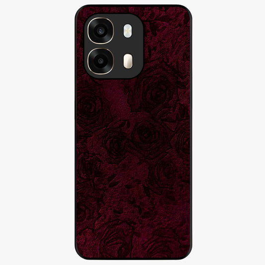 Crimson Fade Flow Glass Case showing flat back view with flowing crimson gradient artwork and glossy glass finish.