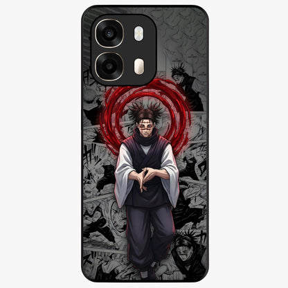 Cursed Ritual Ascension Glass Case showing flat back view with dark ritual themed artwork and glossy glass finish.