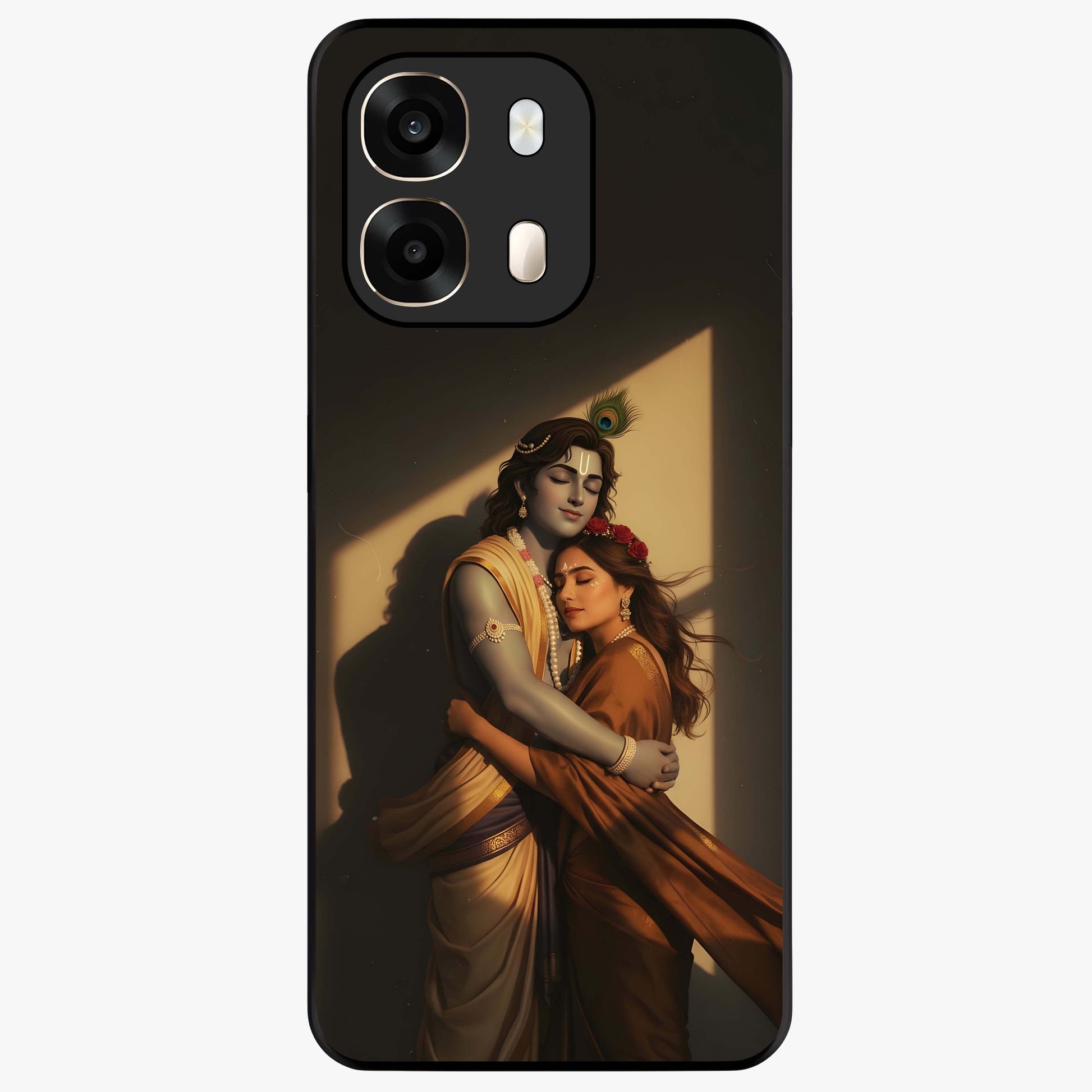 Divine Eternal Love Glass Case showing flat back view with spiritual love themed artwork and glossy glass finish.