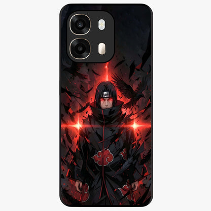 Focused Blade Discipline Glass Case showing flat back view with warrior sword themed artwork and glossy glass finish.