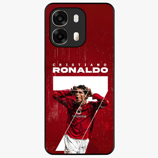 Goal Celebration Legacy Glass Case showing flat back view with football celebration inspired artwork and glossy glass finish.
