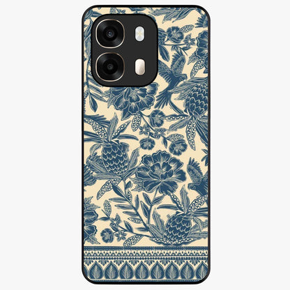 Heirloom Wild Bloom Glass Case showing flat back view with vintage inspired wild flower artwork and glossy glass finish.