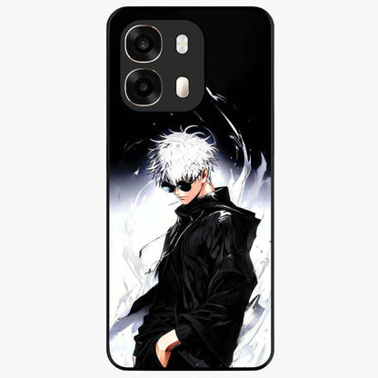 Limitless Shadow King Glass Case showing flat back view with powerful shadow warrior artwork and glossy glass finish.