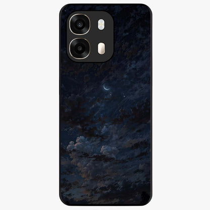 Lunar Veil Silence Glass Case showing flat back view with mystical moon veil artwork and glossy glass finish.