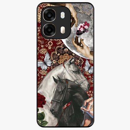 Moonlit Royal Stallion Glass Case showing flat back view with majestic horse under moonlight artwork and glossy glass finish.