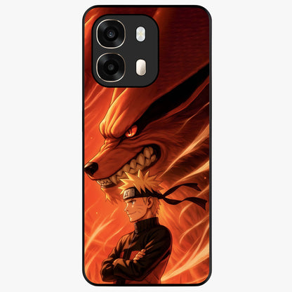 Nine Tails Legacy Glass Case showing flat back view with powerful nine-tailed fox inspired artwork and glossy glass finish.