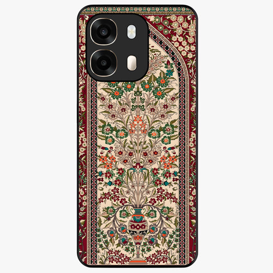 Persian Inspired Glass Case showing flat back view with ornate Persian style pattern artwork and glossy glass finish.