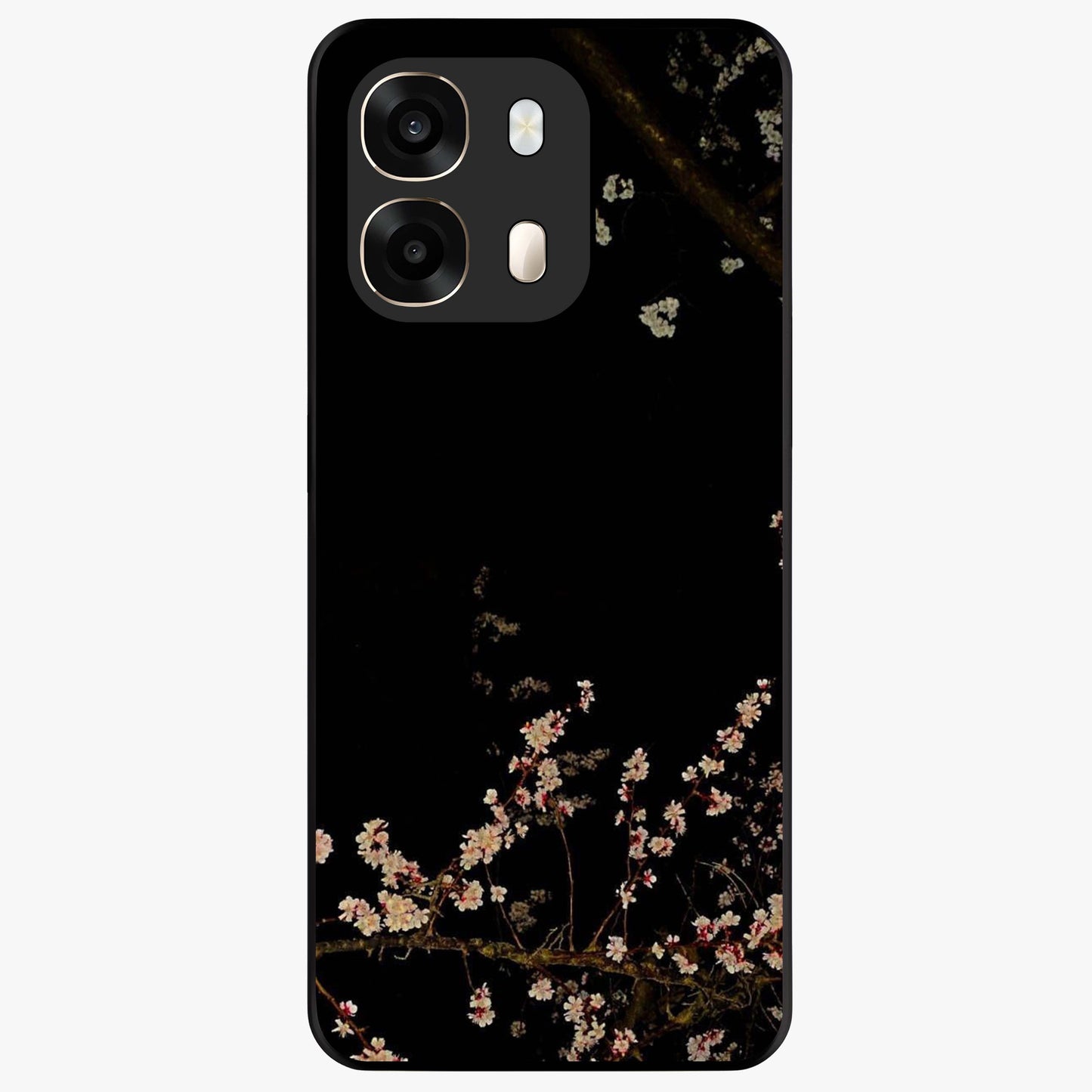 Petal Moon Light With Custom Name Glass Case showing flat back view with floral moonlight artwork and personalized name design.