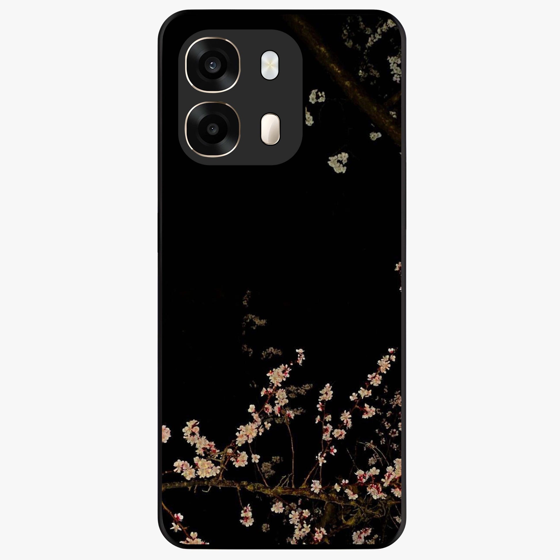 Petal Moon Light With Custom Name Glass Case showing flat back view with floral moonlight artwork and personalized name design.
