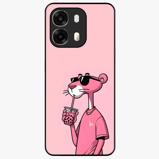 Pink Panther Glass Case showing flat back view with iconic pink panther artwork and glossy glass finish.