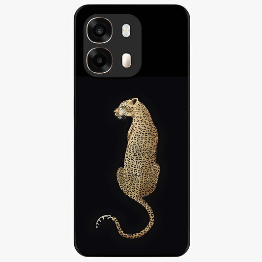Regal Leopard Glass Case showing flat back view with bold leopard artwork and glossy glass finish.