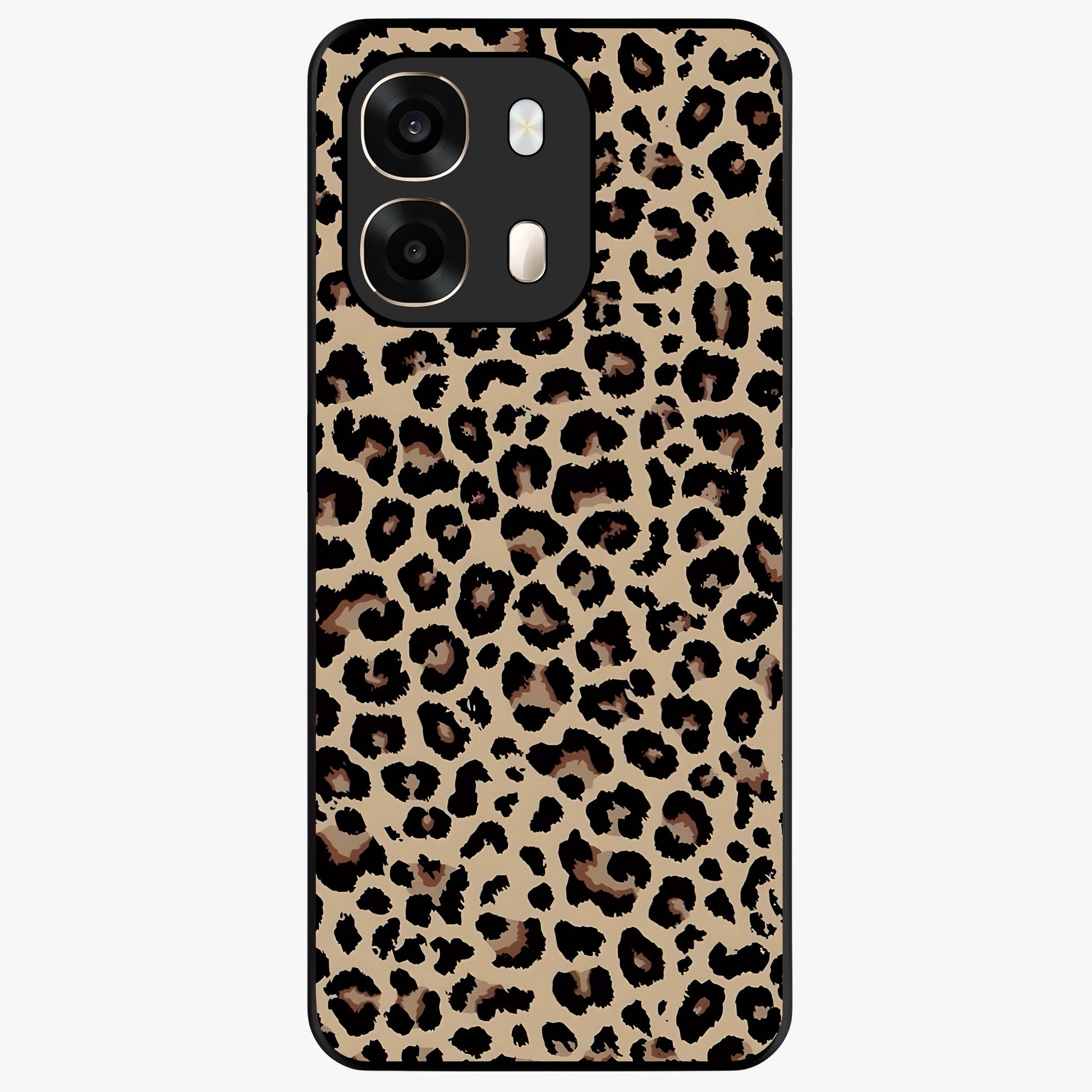 Savage Chic Pattern Glass Case showing flat back view with stylish patterned artwork and glossy glass finish.