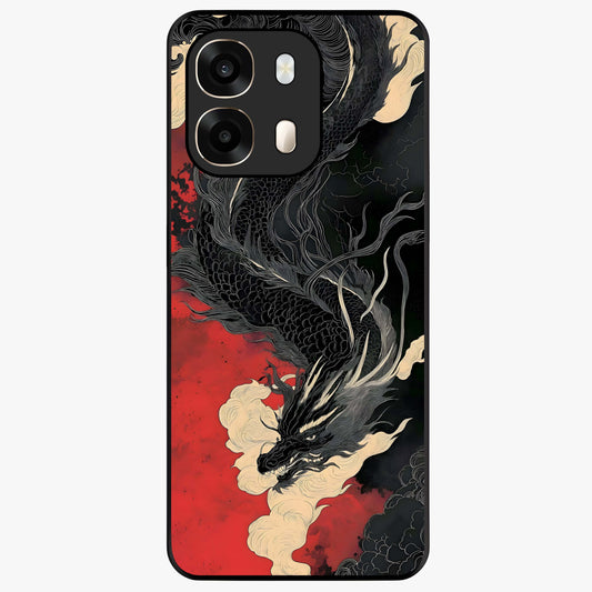 Shadow Dragon Fury Glass Case showing flat back view with fierce dragon artwork and glossy glass finish.