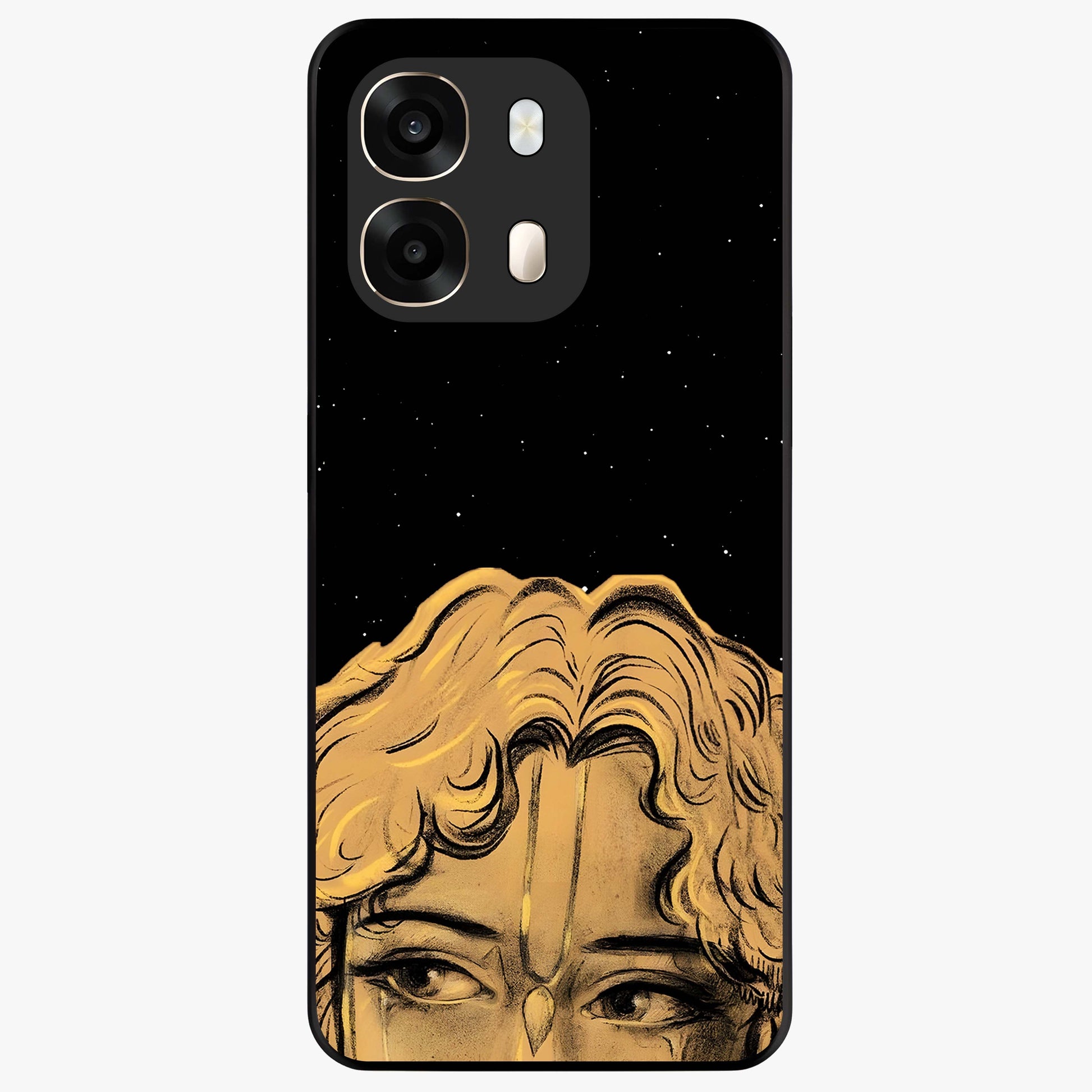 Shri Krishna Art Glass Case showing flat back view with devotional Krishna artwork and glossy glass finish.