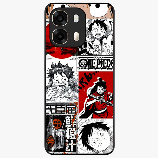 Strawhat Chaos Panels Glass Case showing flat back view with anime inspired chaos panel artwork and glossy glass finish.