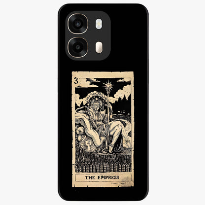 The Empress Glass Case showing flat back view with regal feminine artwork and glossy glass finish.