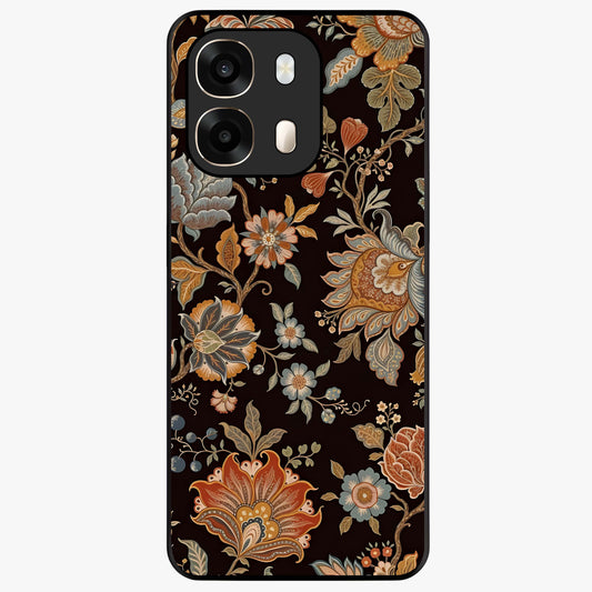 Vintage Floral Dream Glass Case showing flat back view with classic floral artwork and glossy glass finish.