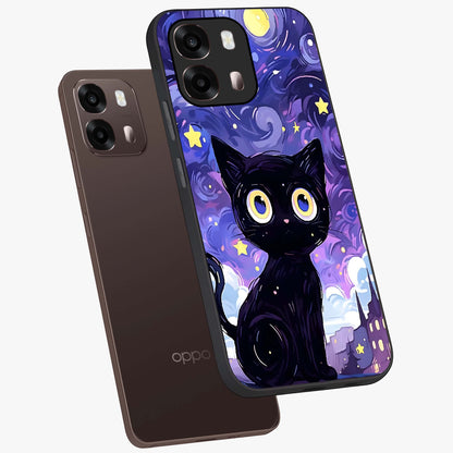 Abstract Cat Art Glass Case displayed in angled mockup highlighting modern abstract cat artwork and sleek glass surface.