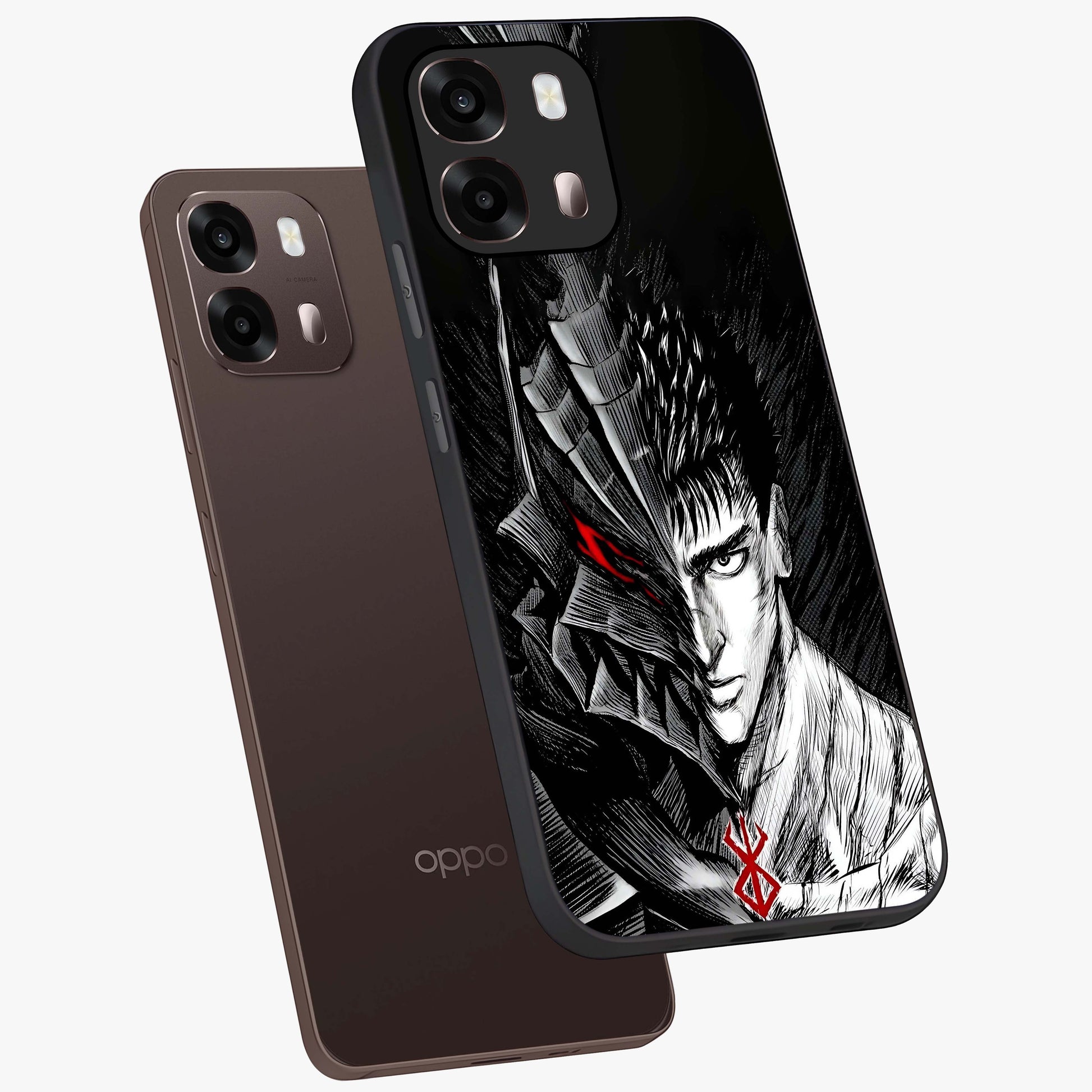 Berserker Blood Oath Glass Case displayed in angled mockup highlighting dark fantasy graphic design and powerful theme.