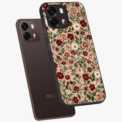 Biege Flower With Leaf Glass Case displayed in angled mockup highlighting minimal floral leaf design and elegant aesthetic.