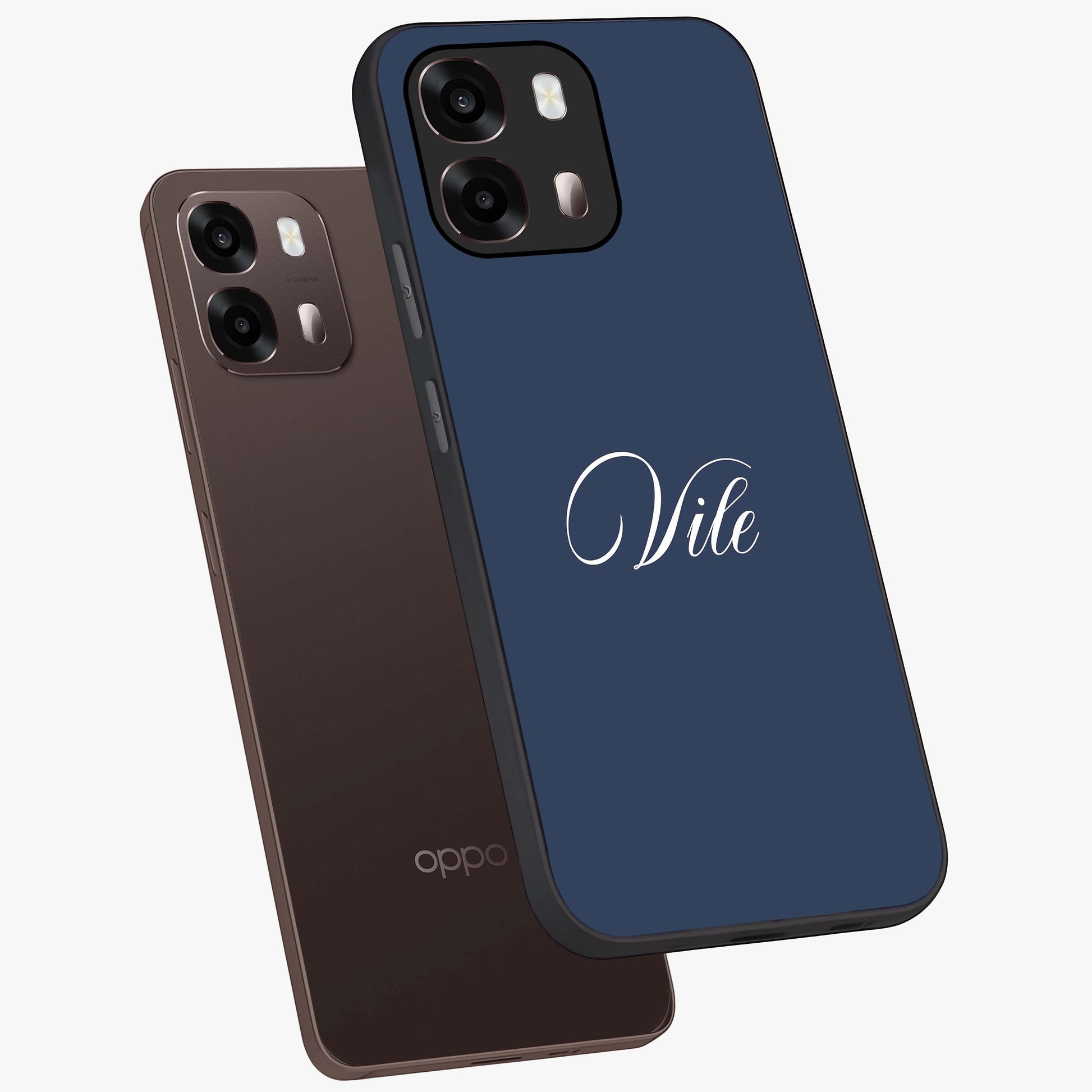 Blue Vintage Floral Pattern Glass Case showing flat back view with elegant vintage floral artwork and glossy glass finish.