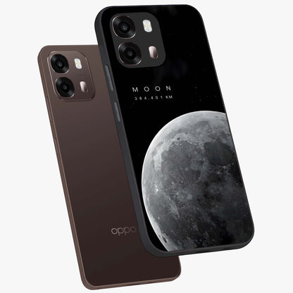Cosmic Moon Glow Glass Case displayed in angled mockup highlighting celestial moon design with cosmic aesthetic theme.