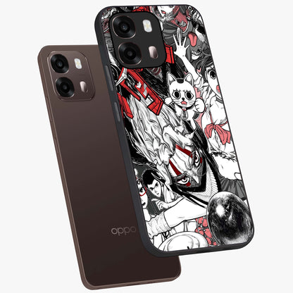 Crimson Chaos Panel Glass Case displayed in angled mockup highlighting chaotic panel style design with modern graphic theme.