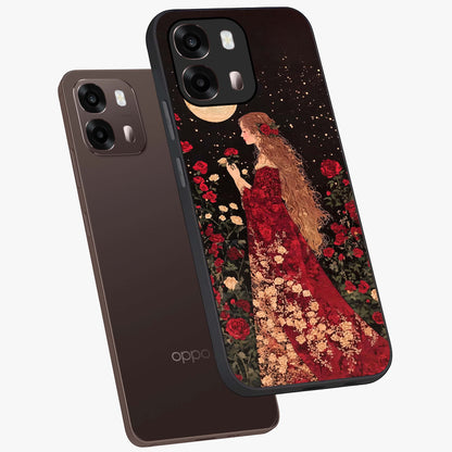 Crimson Dreams Glass Case displayed in angled mockup highlighting soft crimson aesthetic design with artistic theme.