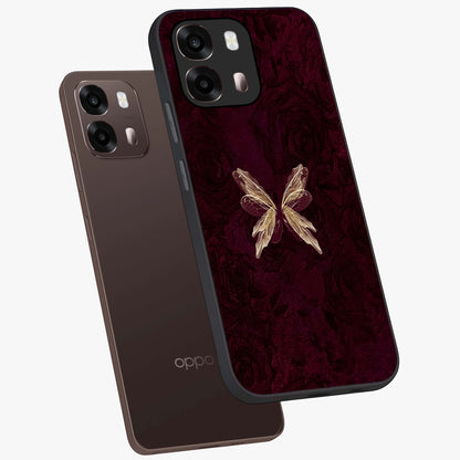 Crimson Fade Butterfly Glass Case displayed in angled mockup highlighting elegant butterfly design with crimson gradient aesthetic.