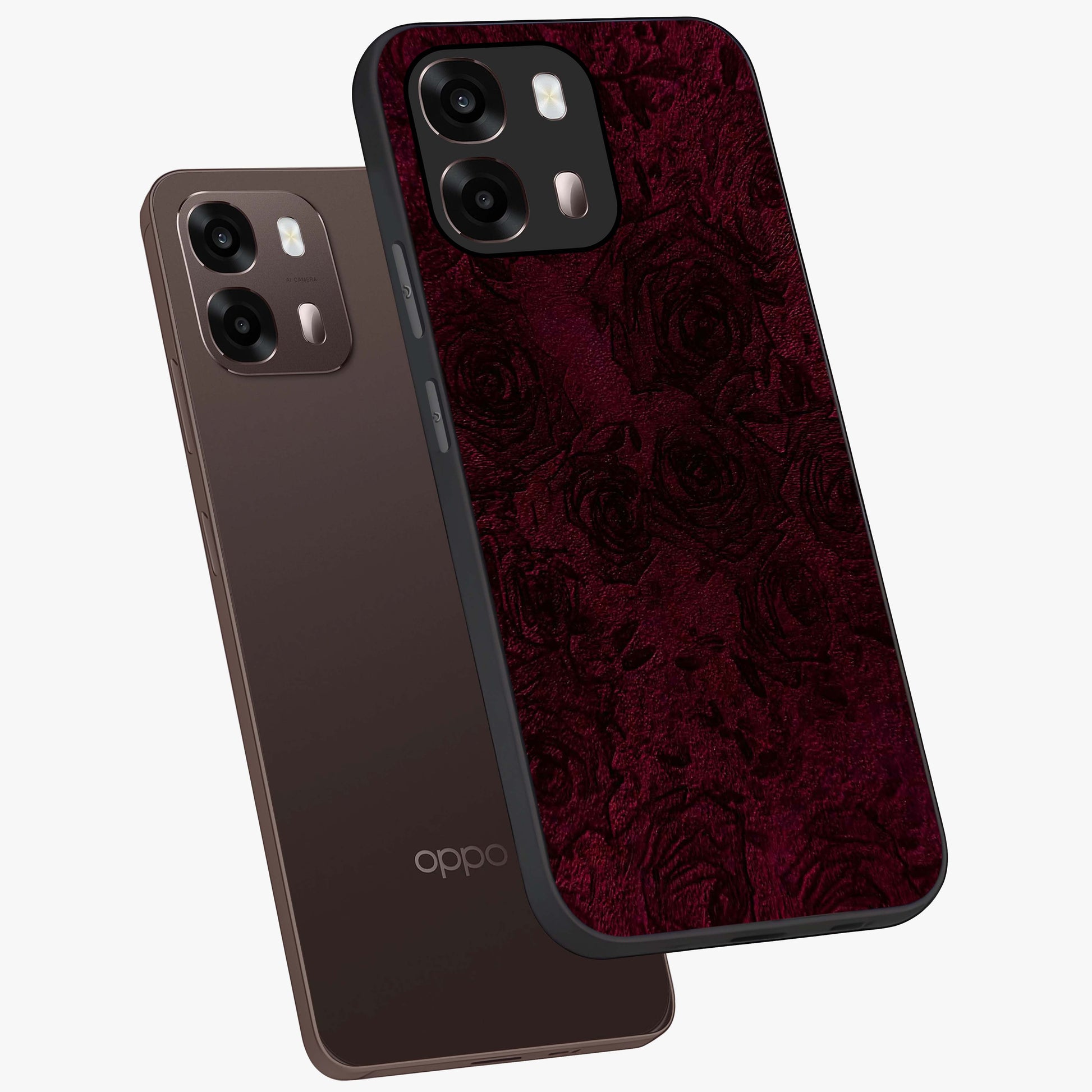 Crimson Fade Flow Glass Case displayed in angled mockup highlighting smooth gradient design with modern aesthetic style.