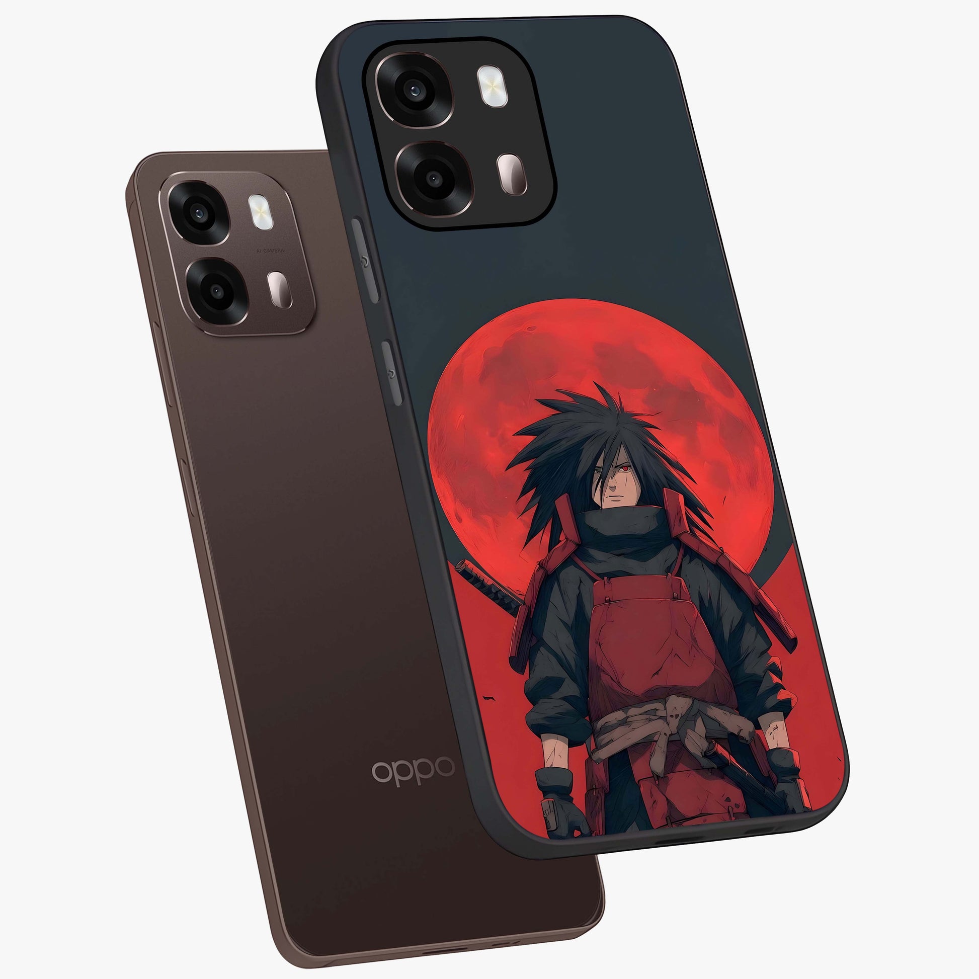Crimson Moon Warlord Glass Case displayed in angled mockup highlighting dramatic crimson moon design with fantasy aesthetic.