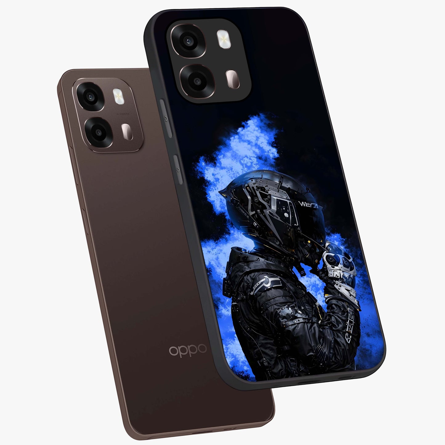 Cyber Sentinel Protocol Glass Case displayed in angled mockup highlighting digital cyber design with sci-fi aesthetic style.