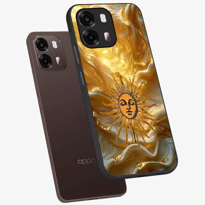 Eternal Golden Glow Glass Case displayed in angled mockup highlighting glowing golden aesthetic design with elegant style.