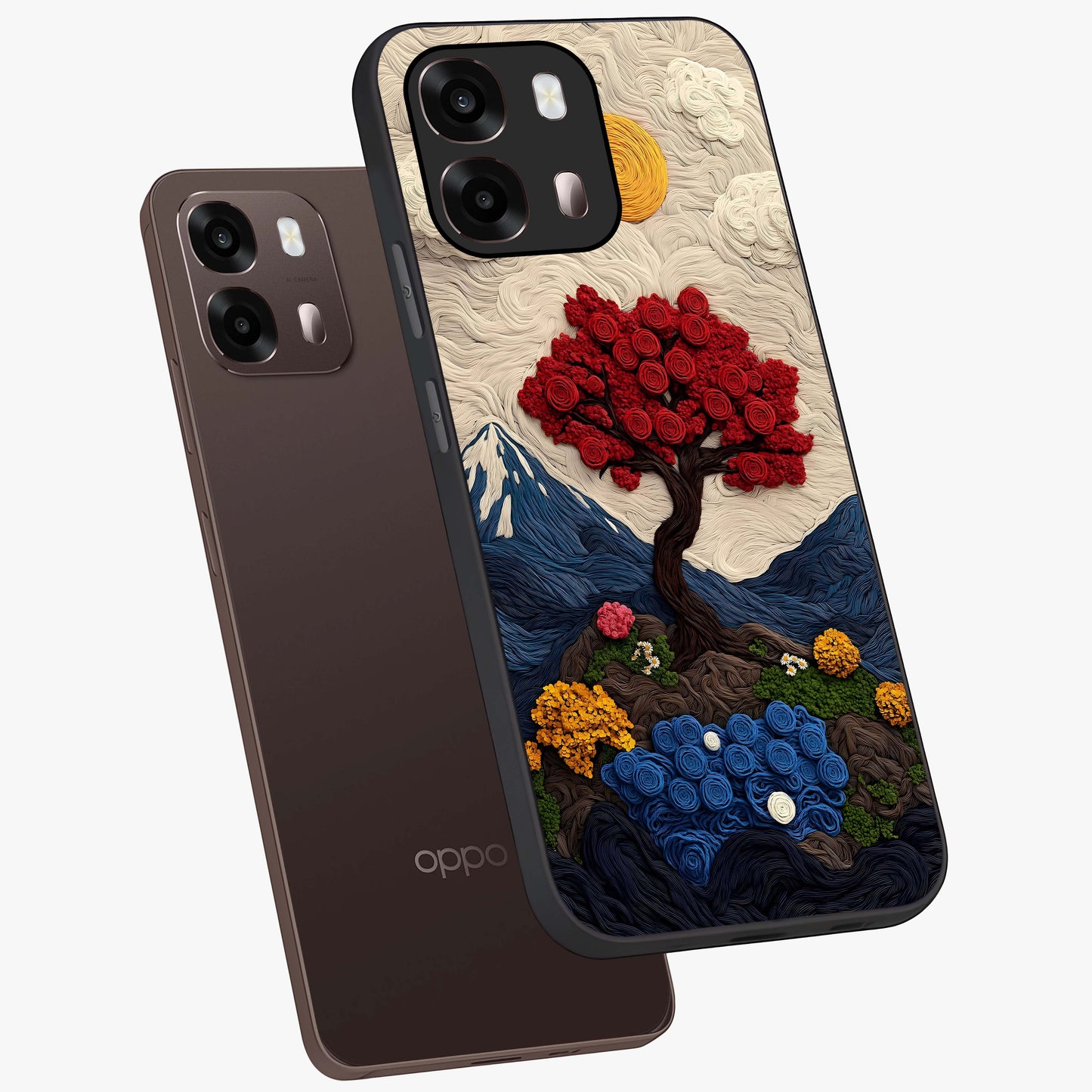 Eternal Nature Tapestry Glass Case displayed in angled mockup highlighting detailed botanical pattern with artistic aesthetic.