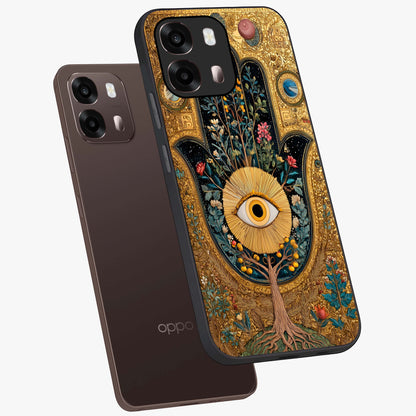 Ethereal Evil Eye Glass Case displayed in angled mockup highlighting protective evil eye symbol with spiritual aesthetic design.