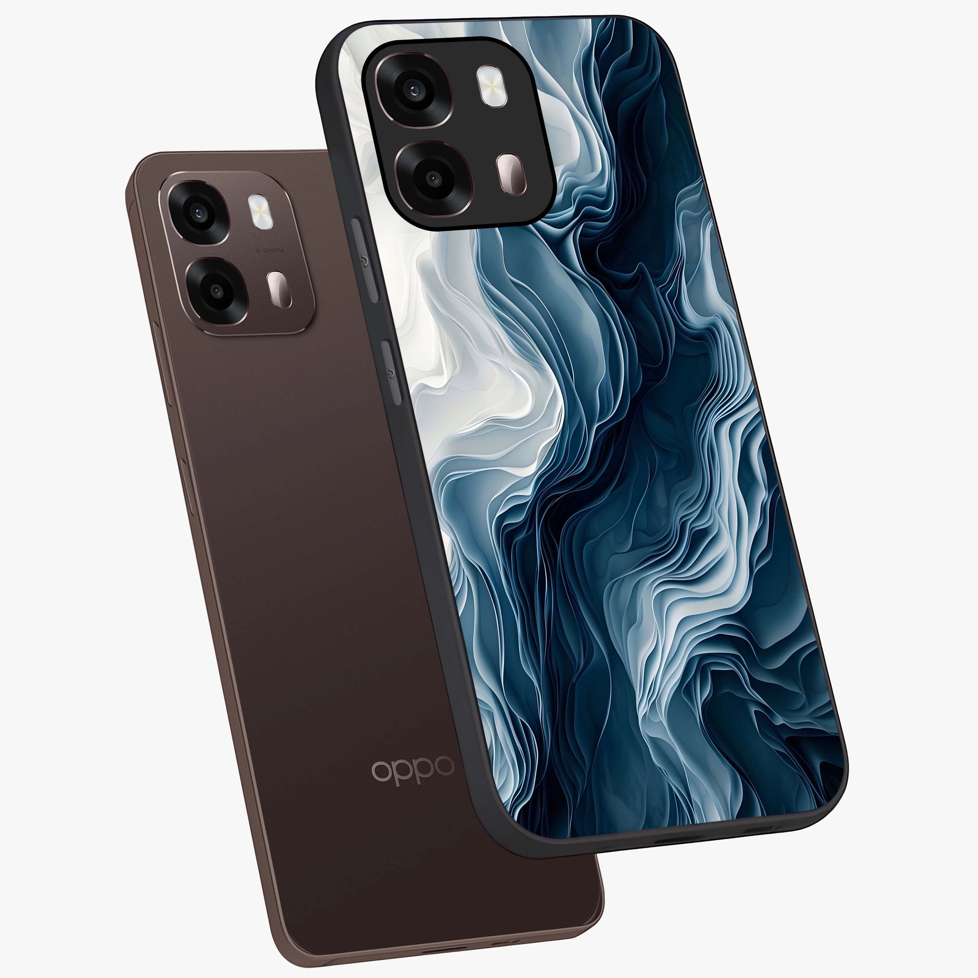 Ethereal Paper Marble Glass Case displayed in angled mockup highlighting elegant marble pattern with modern aesthetic style.