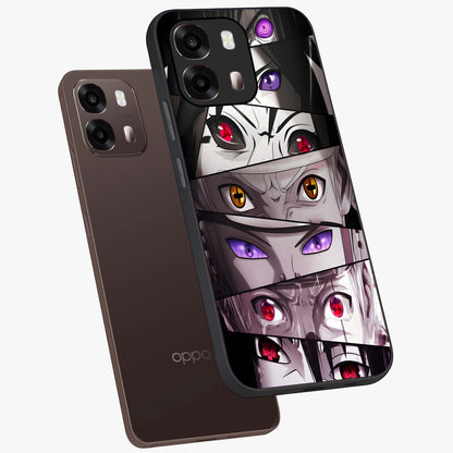 Eyes of Destiny Glass Case displayed in angled mockup highlighting bold eye illustration with mystical aesthetic style.