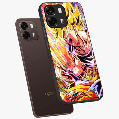 Firing Goku Glass Case displayed in angled mockup highlighting dynamic anime character design with action aesthetic.