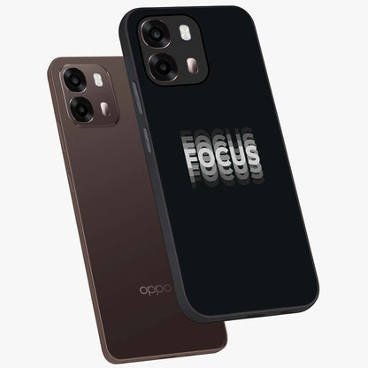 Focus Mode On Glass Case displayed in angled mockup highlighting clean minimal text artwork with modern aesthetic style.