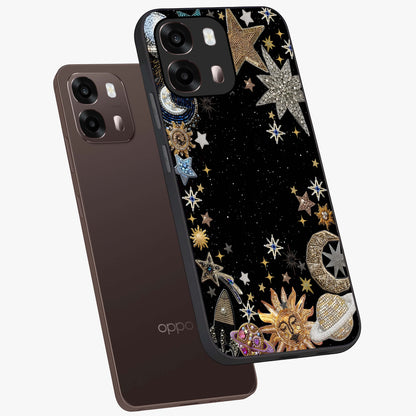 Galactic Jewel Stars Glass Case displayed in angled mockup highlighting shining celestial star design with cosmic aesthetic style.