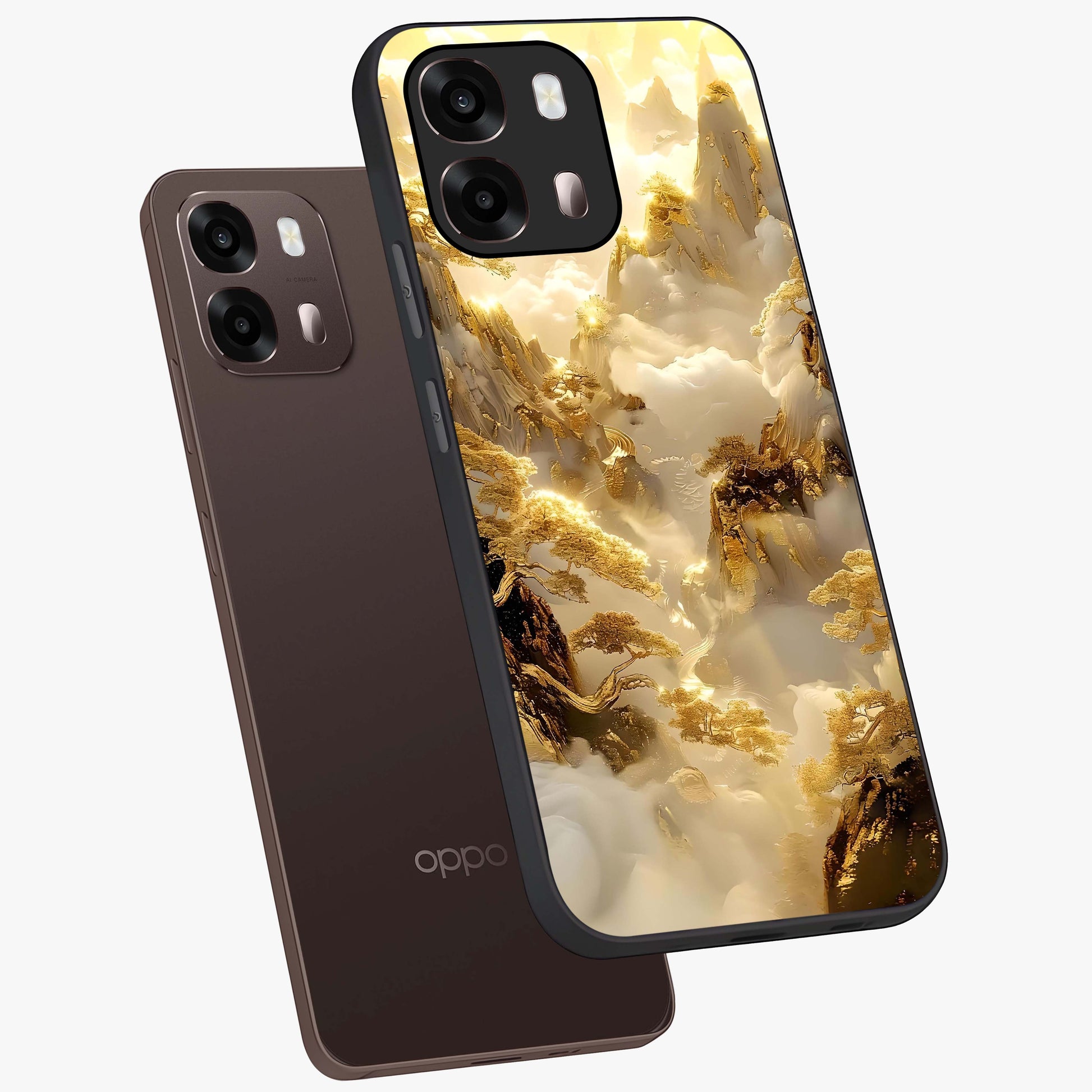 Gates Of Illumination Glass Case displayed in angled mockup highlighting radiant portal inspired design with fantasy aesthetic.