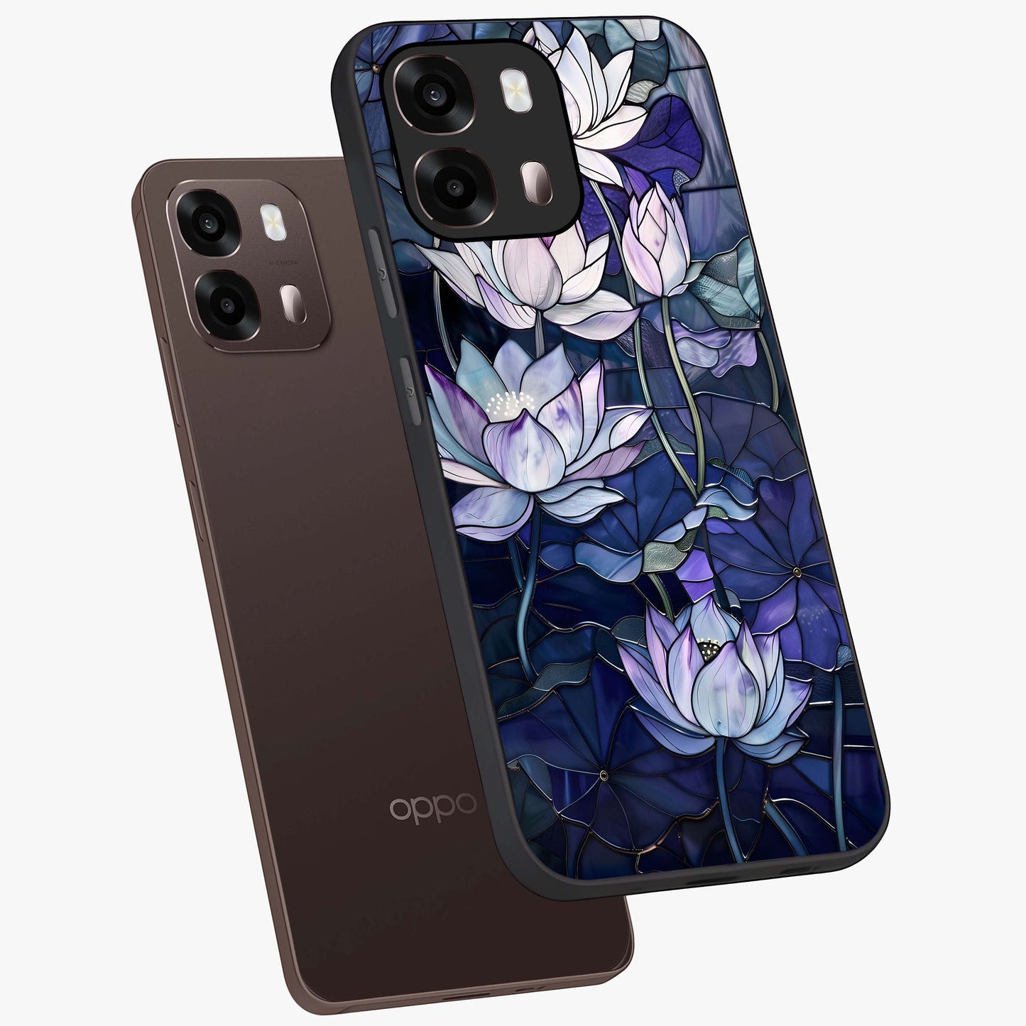 Gloss Petal Rush Glass Case displayed in angled mockup highlighting vibrant petal design with elegant floral aesthetic.