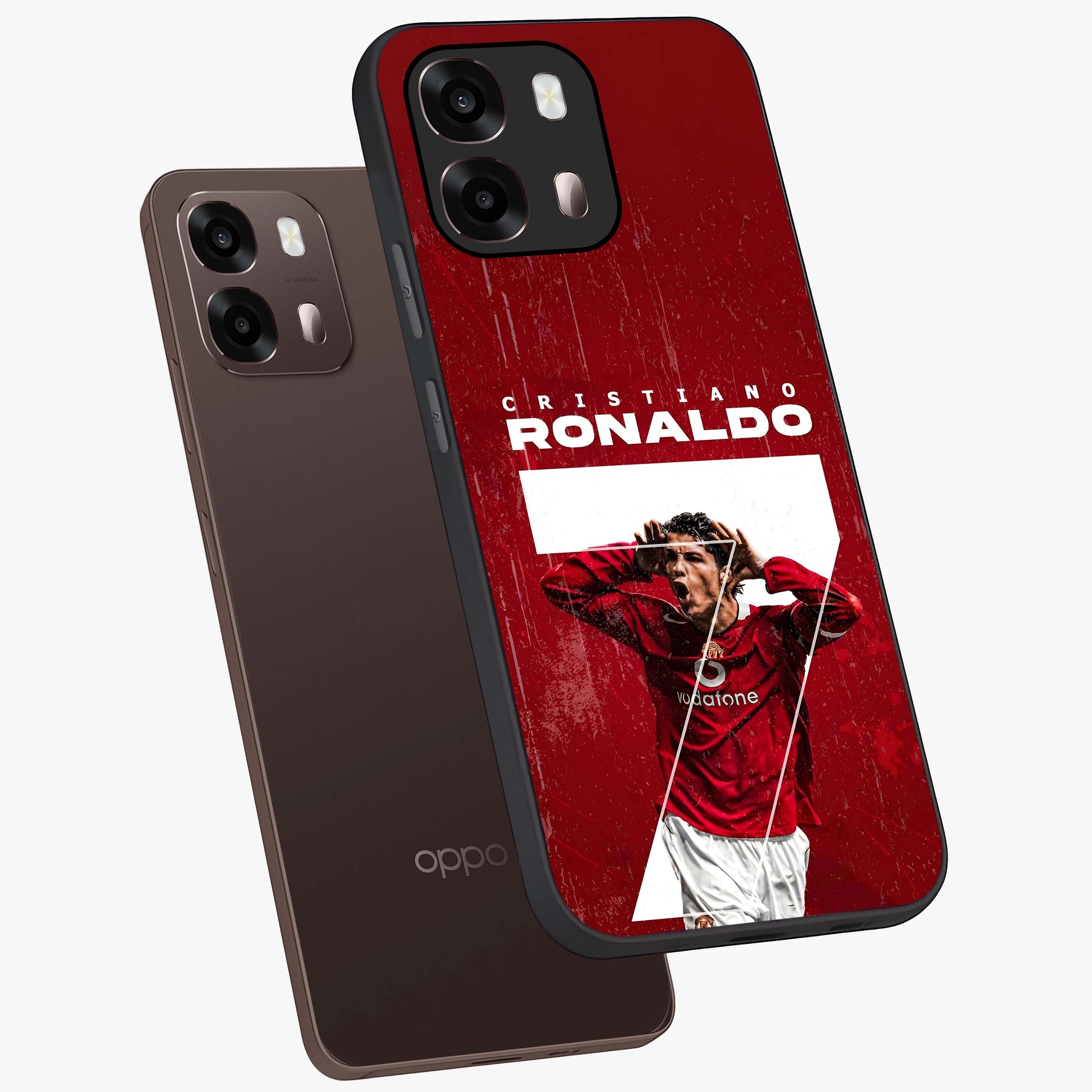 Goal Celebration Legacy Glass Case displayed in angled mockup highlighting energetic sports celebration design with bold athletic theme.