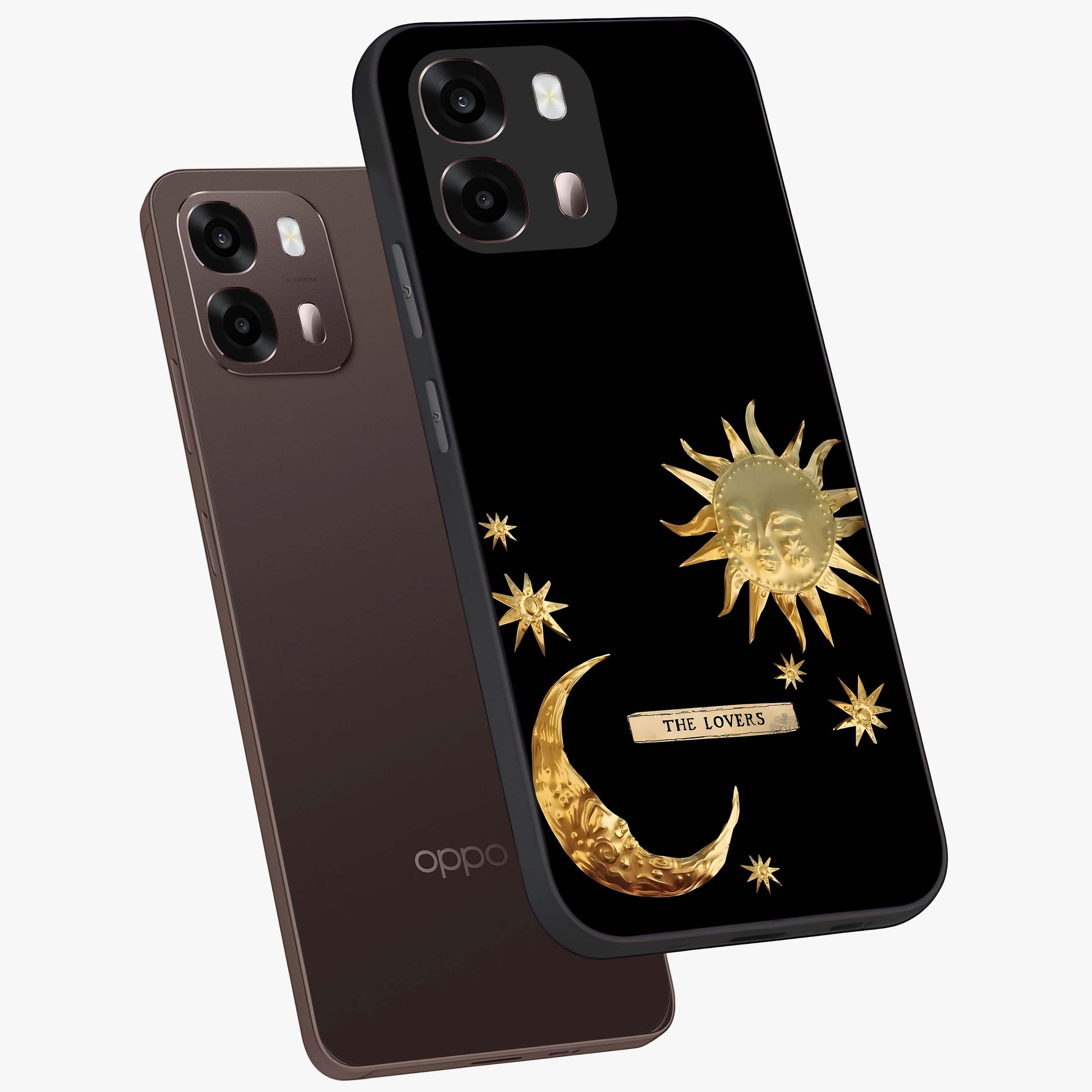 Gold Sun Blush Glass Case displayed in angled mockup highlighting radiant sun design with warm golden aesthetic.
