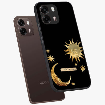 Gold Sun Blush Glass Case displayed in angled mockup highlighting radiant sun design with warm golden aesthetic.