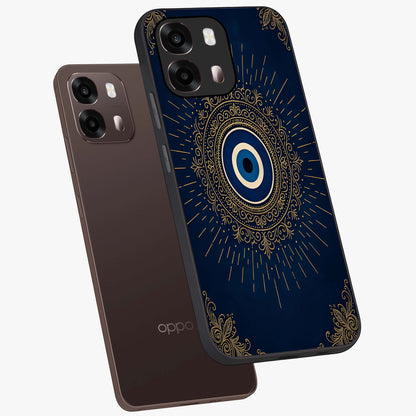 Golden Celestial Charm Glass Case displayed in angled mockup highlighting sparkling cosmic charm design with celestial aesthetic.