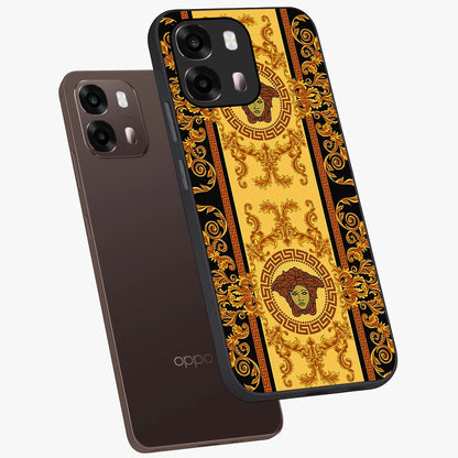 Golden Lotus Glow Glass Case displayed in angled mockup highlighting radiant lotus illustration with spiritual aesthetic.