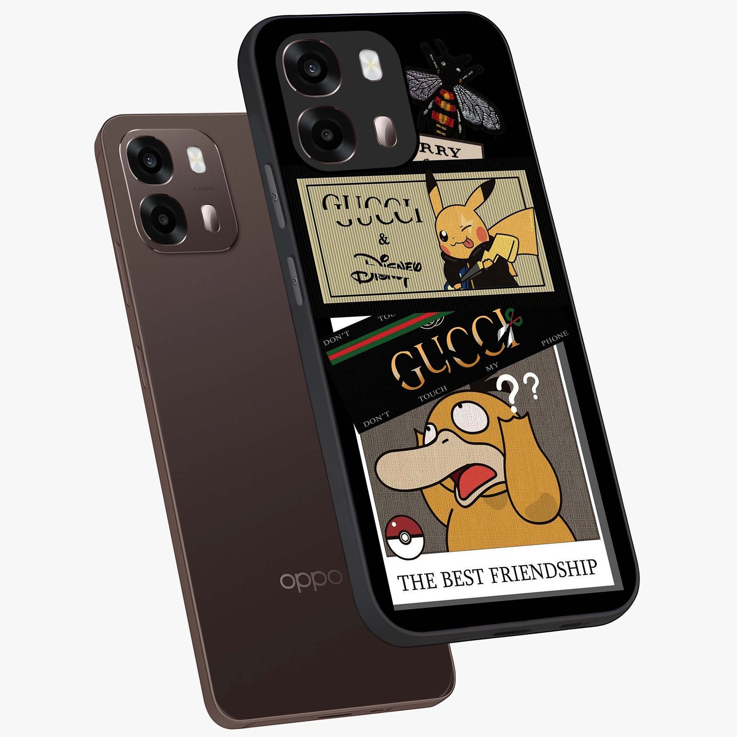 Gucci Play Mashup Glass Case displayed in angled mockup highlighting stylish fashion mashup design with bold aesthetic.